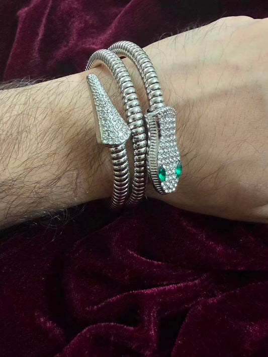 Silver Snake Wrap Men's Rakhi Bracelet
