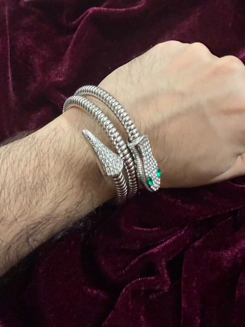 Silver Snake Wrap Men's Rakhi Bracelet