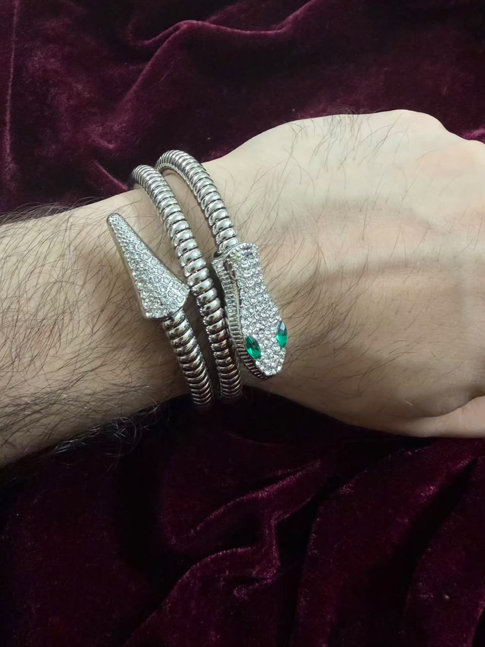 Silver Snake Wrap Men's Rakhi Bracelet