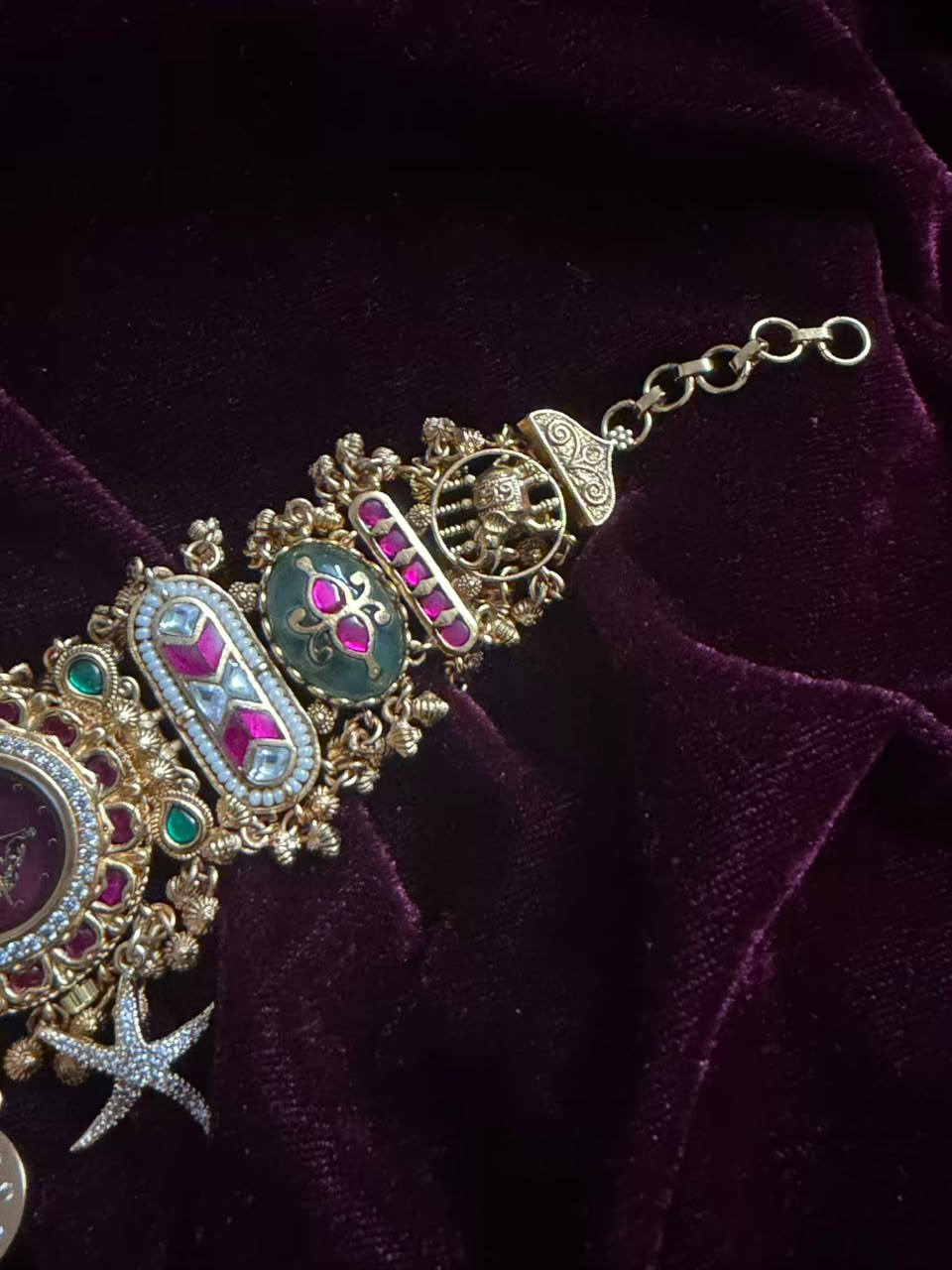 Royal Ruby Round Dial Heritage Watch Rakhi in Premium Swarovski (Free Initial)