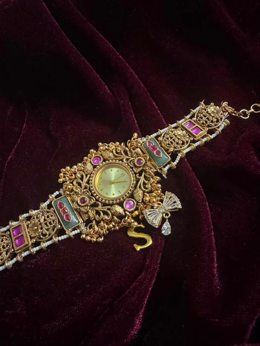 Viral Vintage Round Dial Heritage Watch Rakhi in Premium Swarovski (Free Initial)