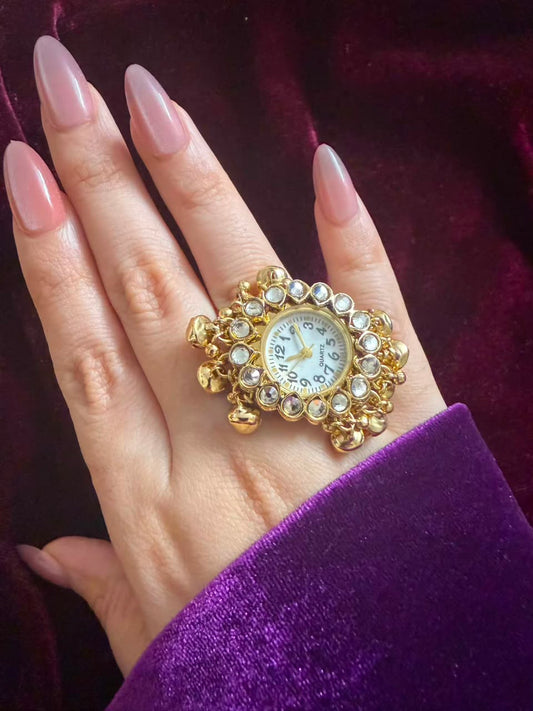 Rajwadi Kundan Dial Maharani Watch Ring