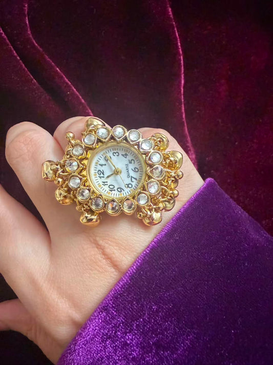 Rajwadi Kundan Dial Maharani Watch Ring