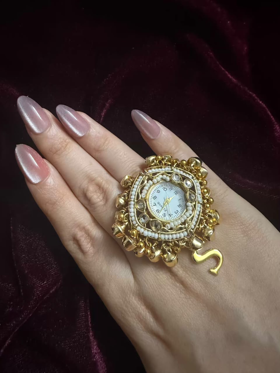 Ghungroo Pearl Dial Maharani Heritage Watch Ring