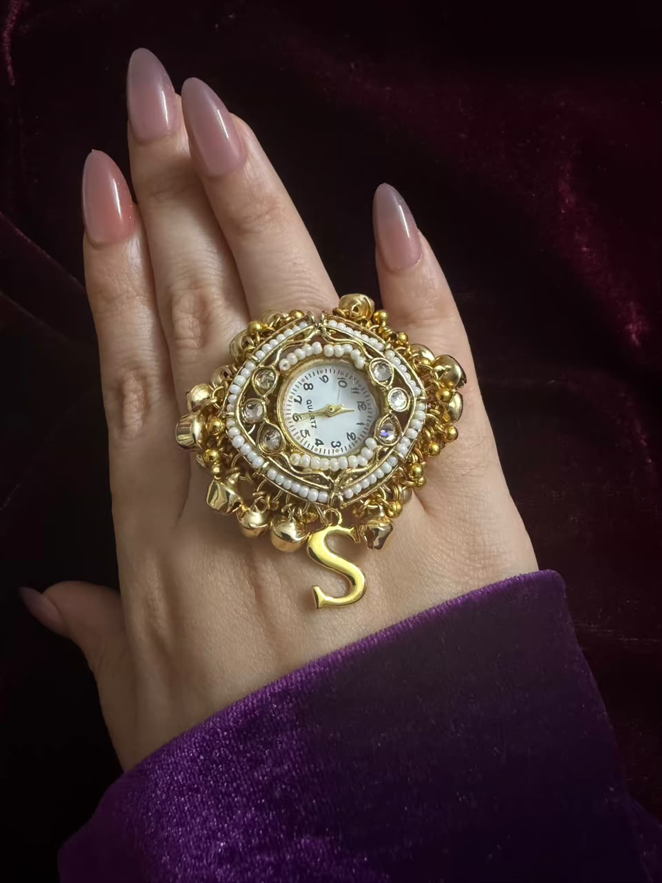 Ghungroo Pearl Dial Maharani Heritage Watch Ring
