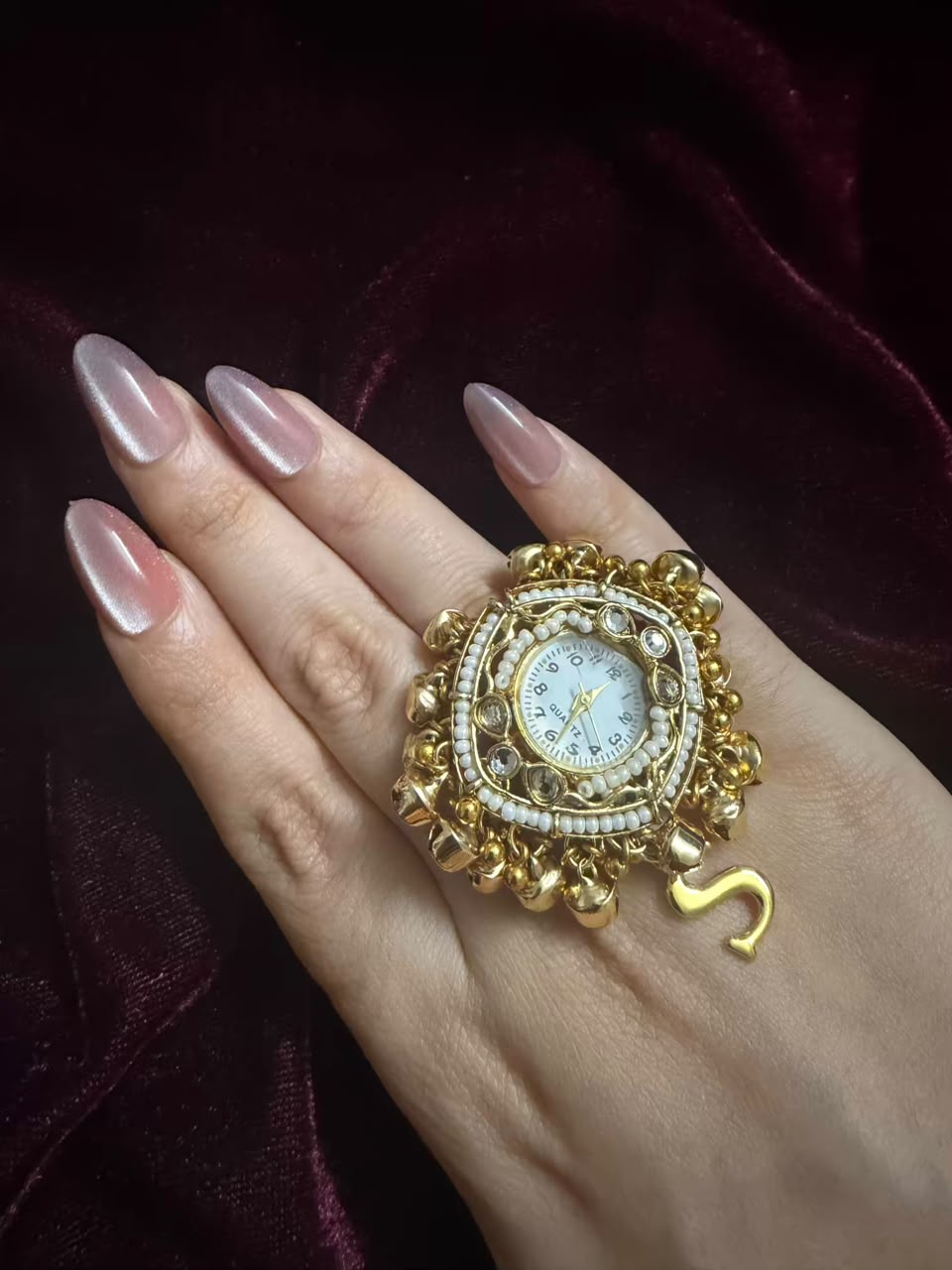 Ghungroo Pearl Dial Maharani Heritage Watch Ring