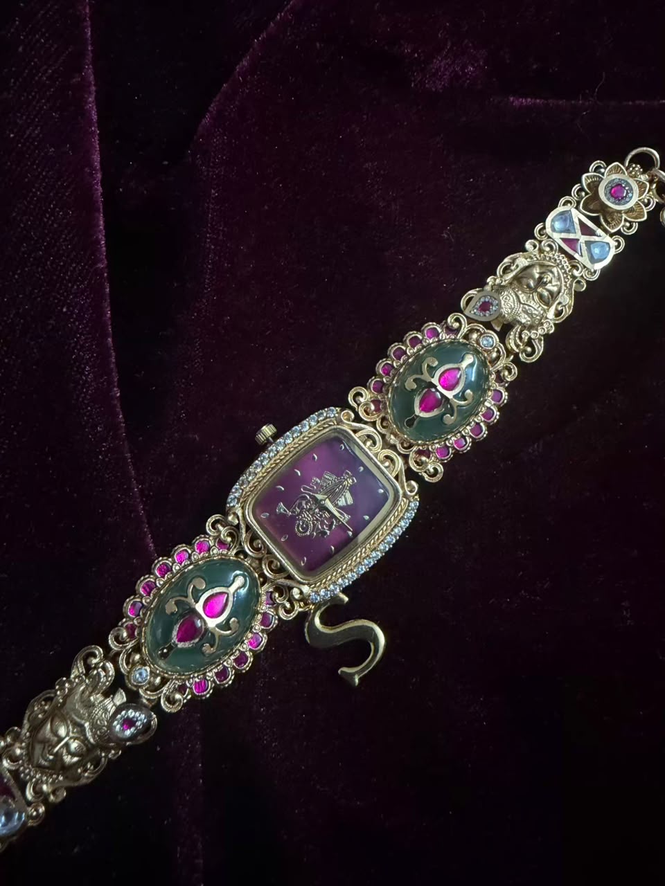 Royal Square Dial Maharani Heritage Watch Rakhi in Premium Swarovski (Free Initial)