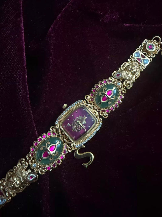 Shreenathji Dial Maharani Heritage Watch Rakhi in Premium Swarovski (Free Initial)