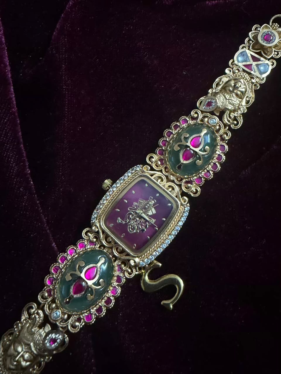Royal Square Dial Maharani Heritage Watch Rakhi in Premium Swarovski (Free Initial)