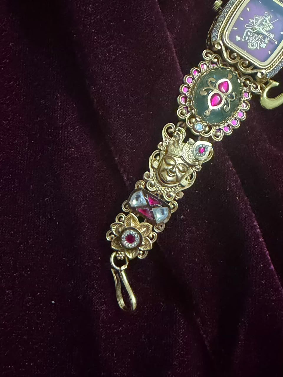 Royal Square Dial Maharani Heritage Watch Rakhi in Premium Swarovski (Free Initial)