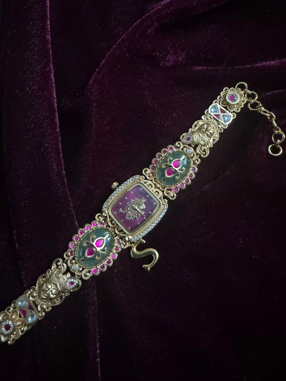 Royal Square Dial Maharani Heritage Watch Rakhi in Premium Swarovski (Free Initial)