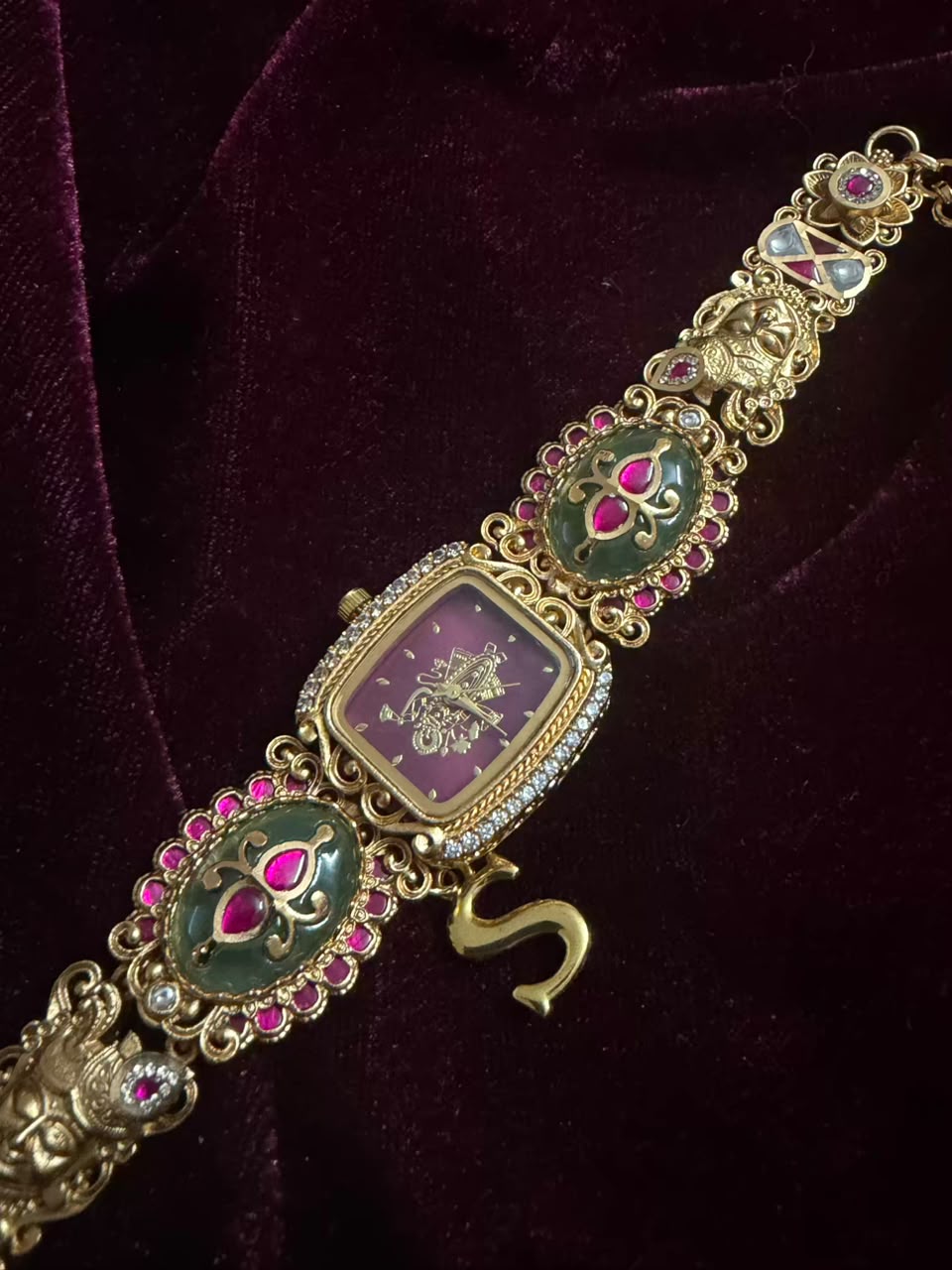 Royal Square Dial Maharani Heritage Watch Rakhi in Premium Swarovski (Free Initial)
