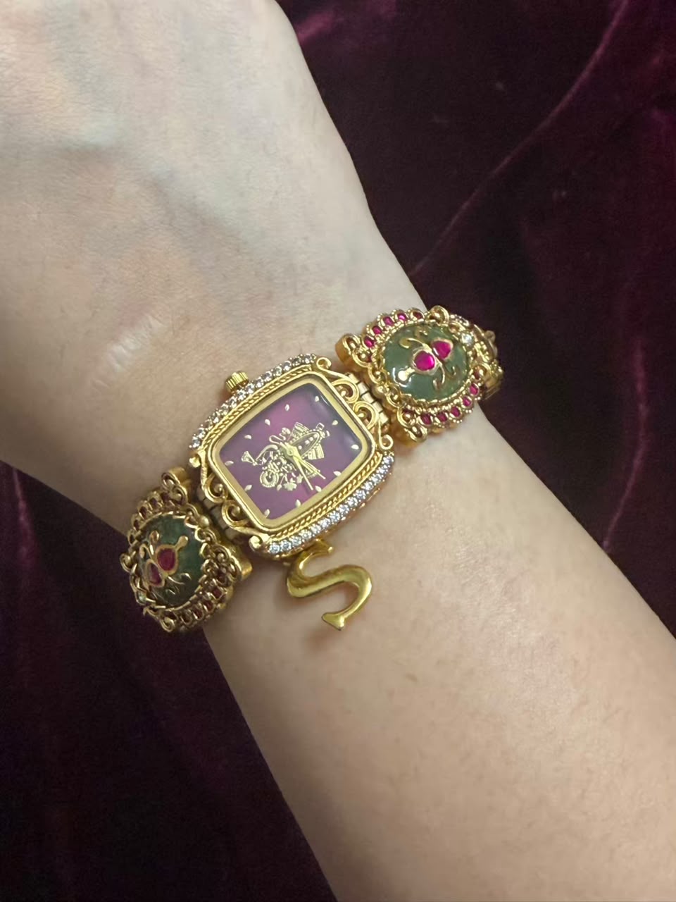 Royal Square Dial Maharani Heritage Watch Rakhi in Premium Swarovski (Free Initial)