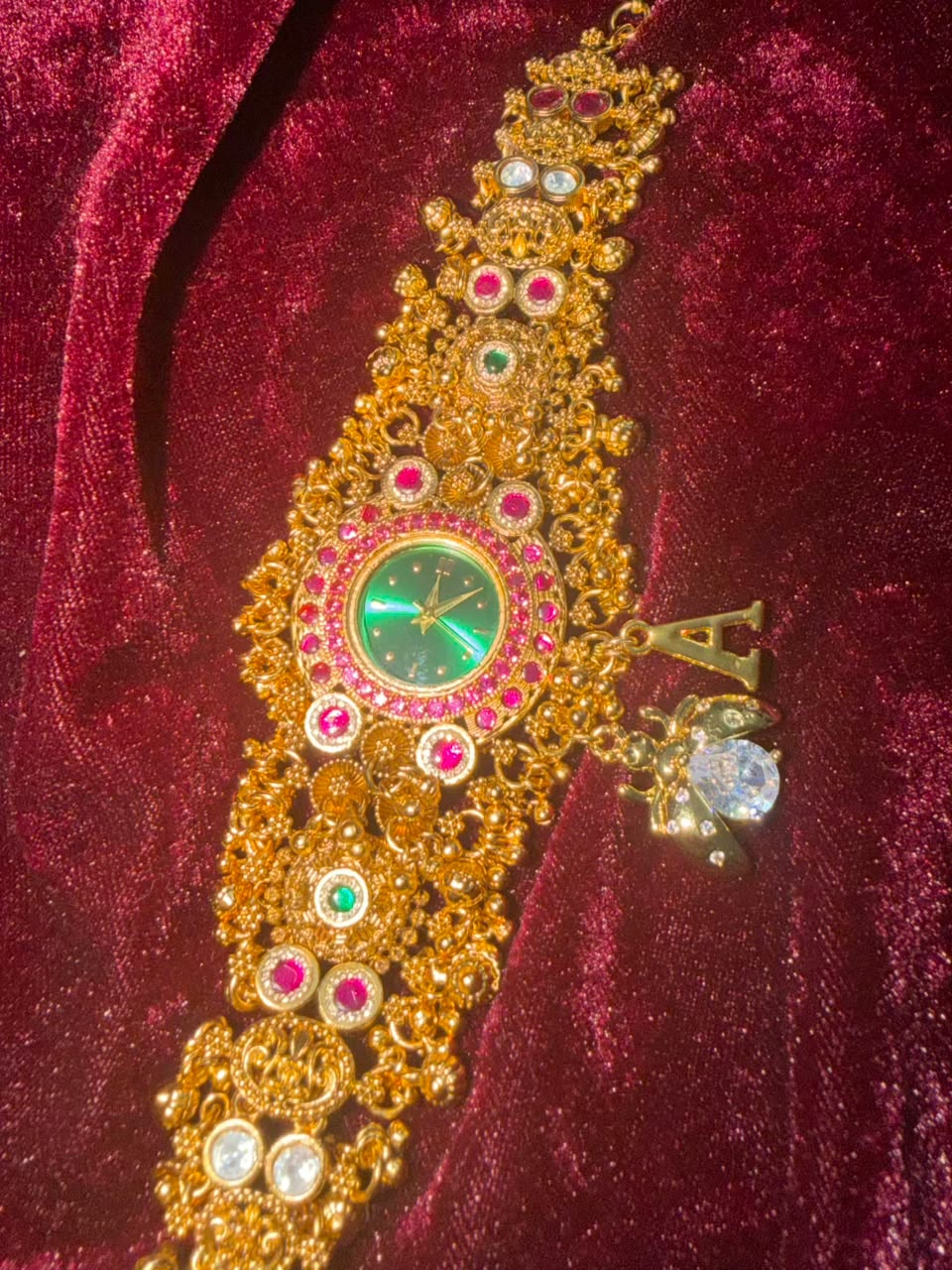 Emerald Bee Maharani Heritage Watch Rakhi in Premium Swarovski (Free Initial)