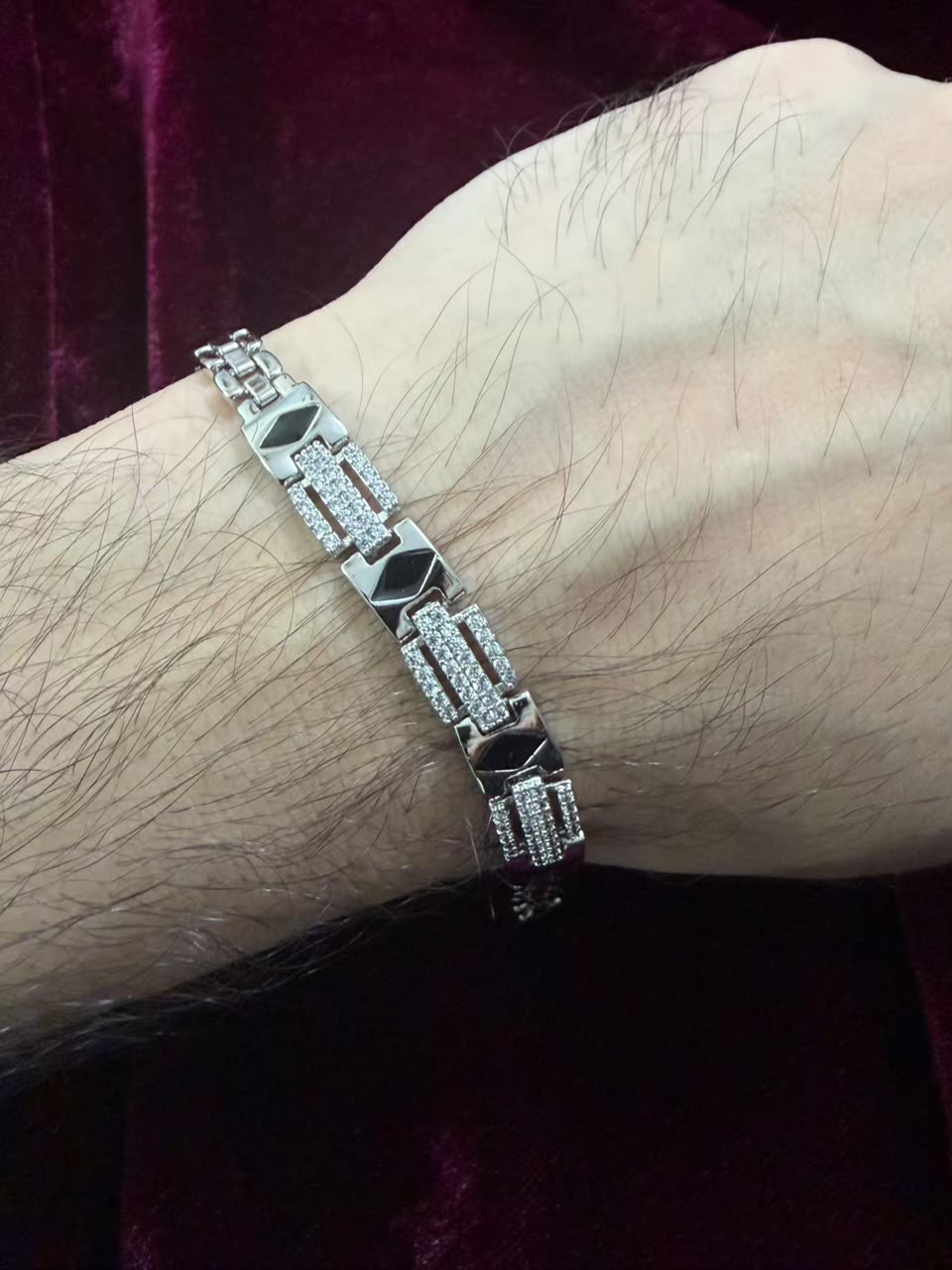 Premium Noir Crystal Link Men's Rakhi Bracelet