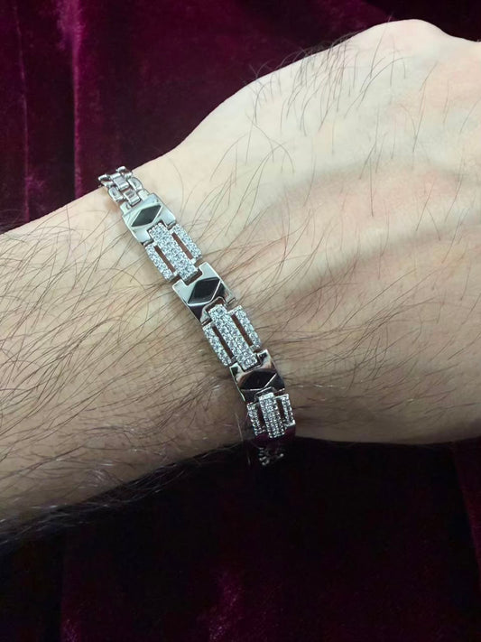 Premium Noir Crystal Link Men's Rakhi Bracelet