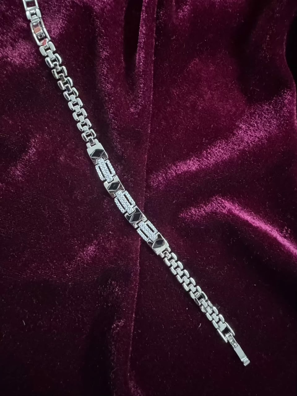 Premium Noir Crystal Link Men's Rakhi Bracelet