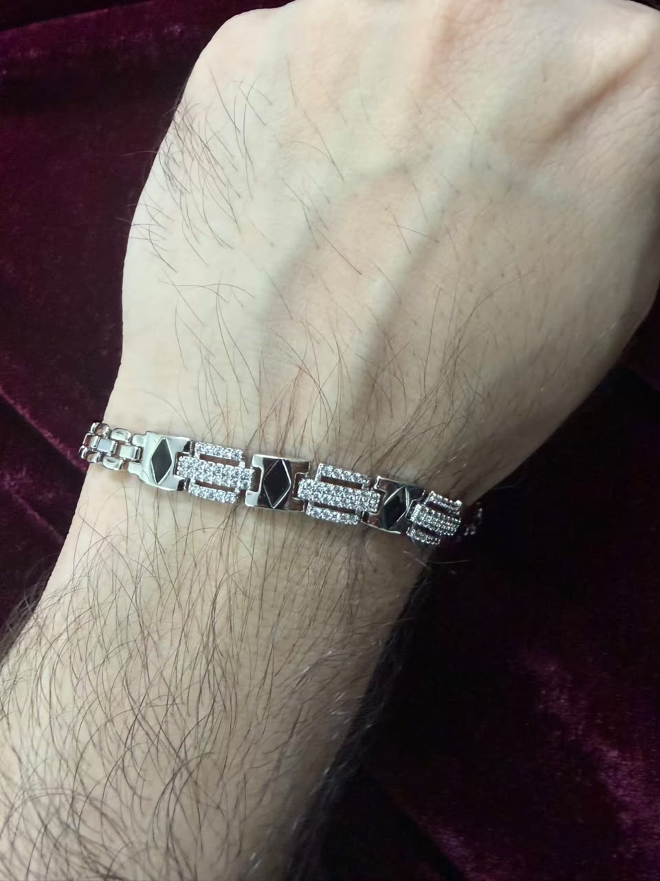 Premium Noir Crystal Link Men's Rakhi Bracelet