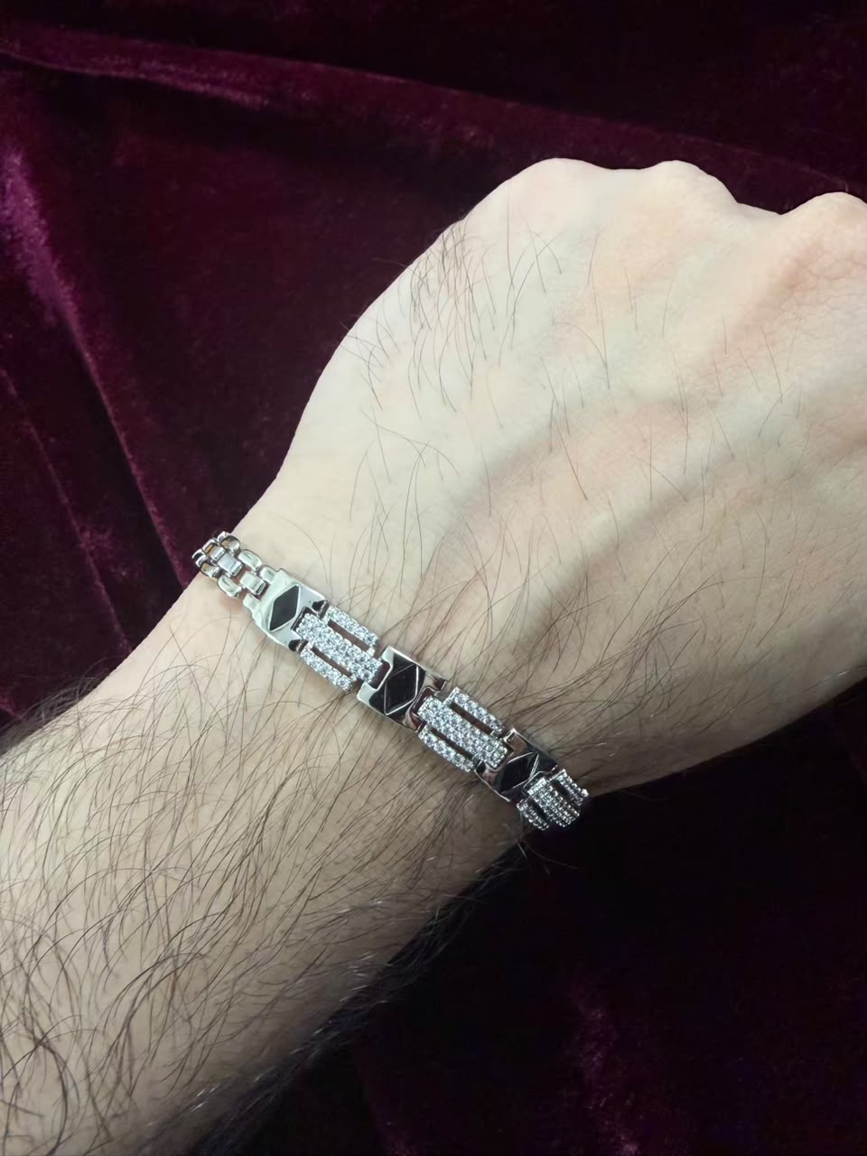 Premium Noir Crystal Link Men's Rakhi Bracelet
