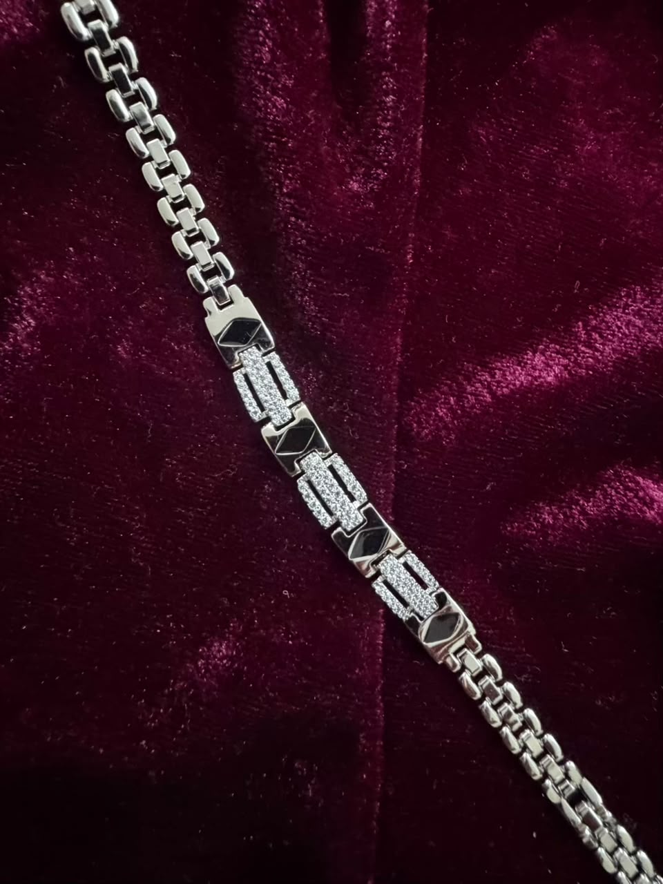 Premium Noir Crystal Link Men's Rakhi Bracelet