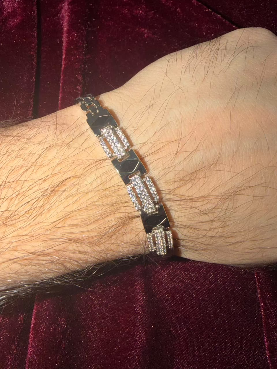 Premium Noir Crystal Link Men's Rakhi Bracelet
