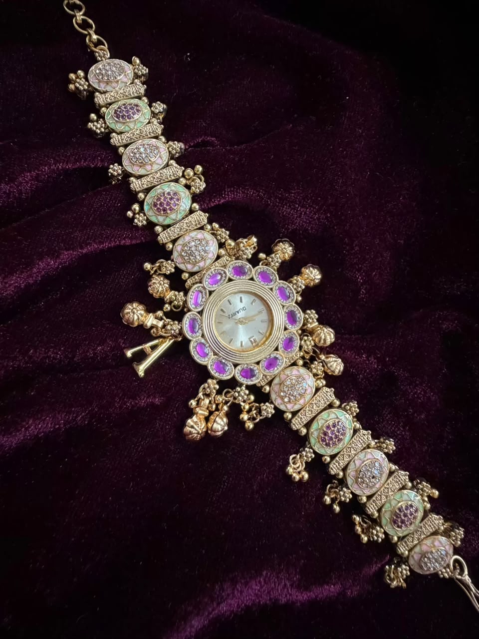 Royal Lavender Heritage Watch Rakhi with Pastel Enamel (Free Initial)