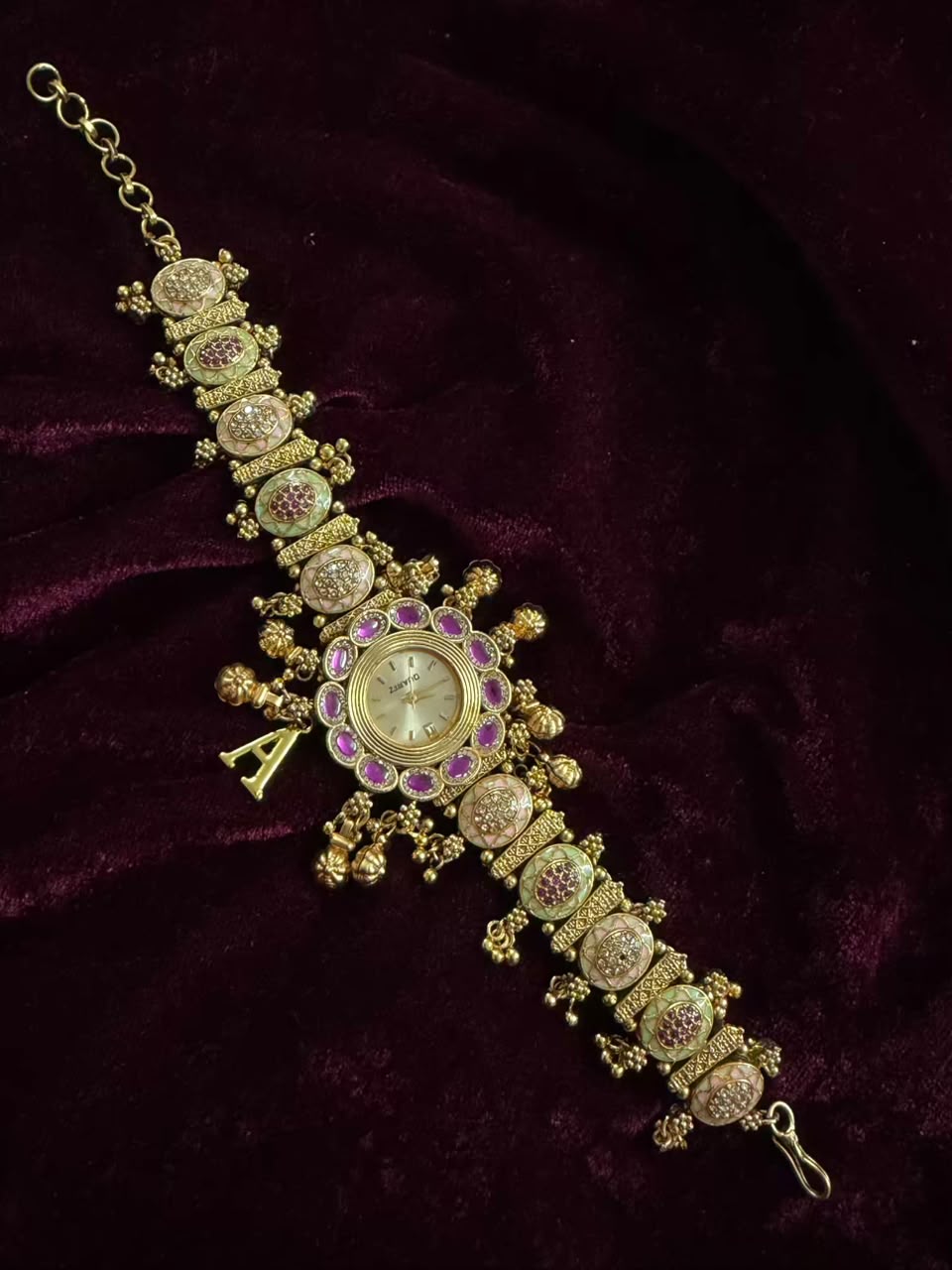 Royal Lavender Heritage Watch Rakhi with Pastel Enamel (Free Initial)