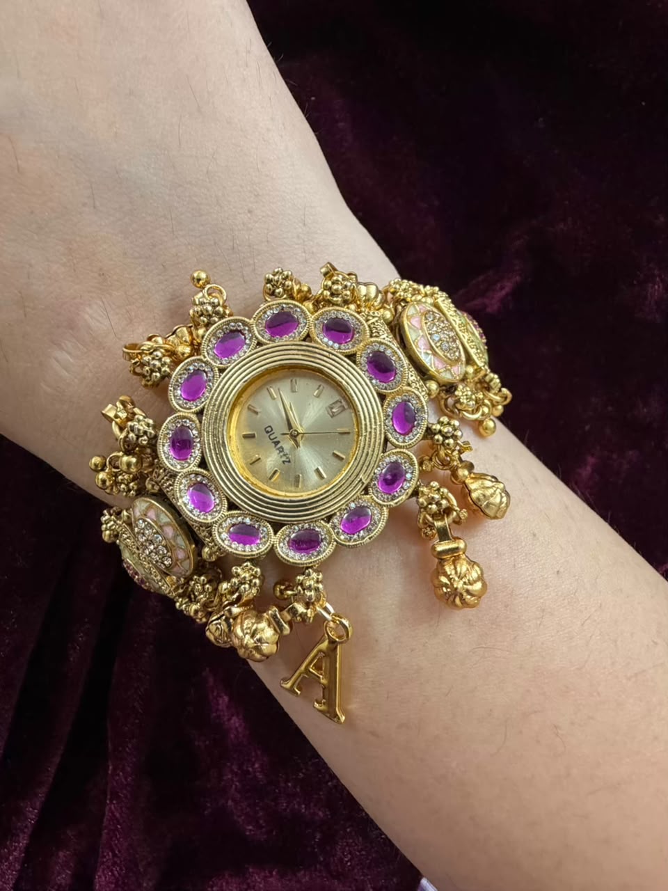 Royal Lavender Heritage Watch Rakhi with Pastel Enamel (Free Initial)
