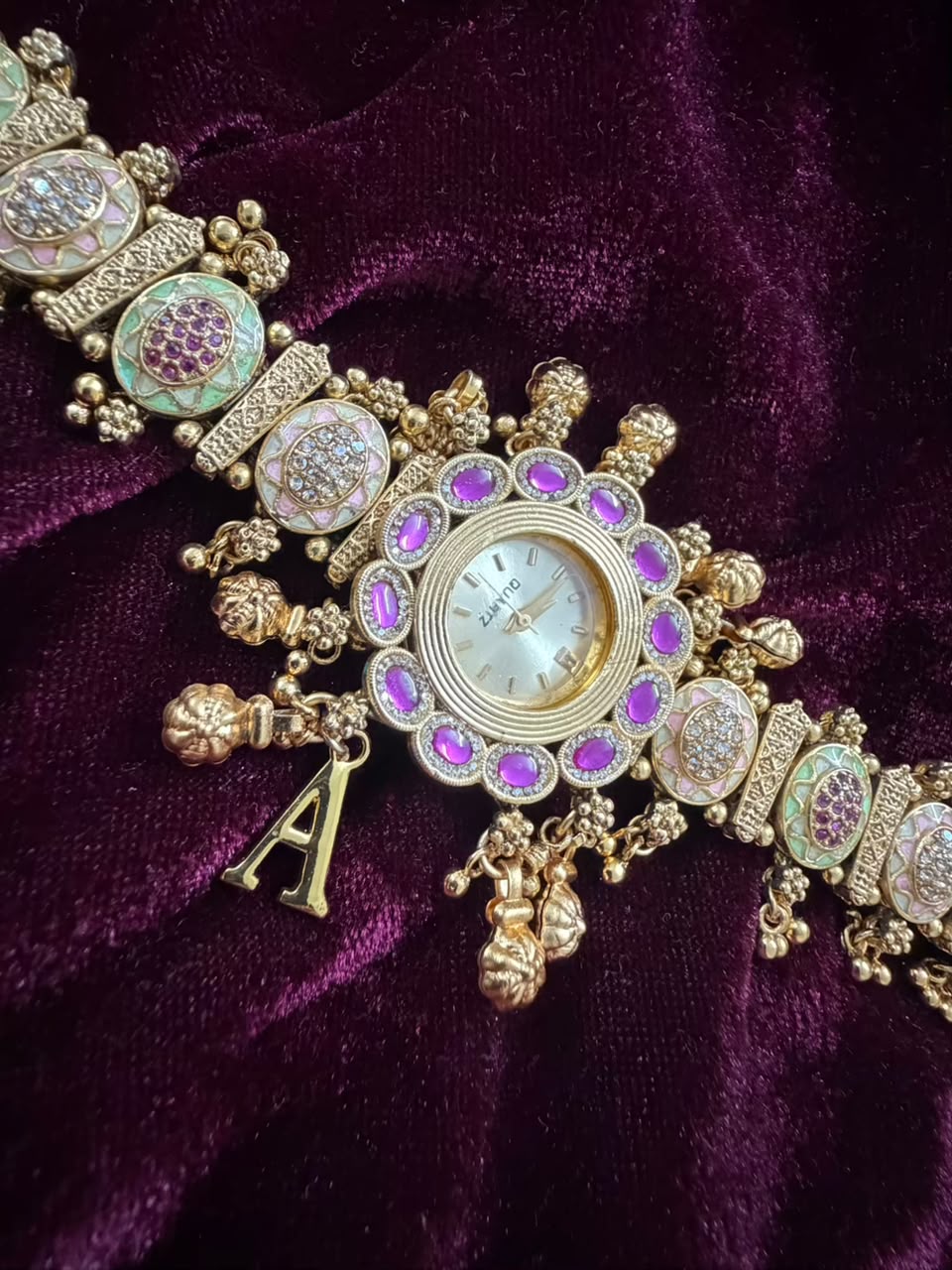 Royal Lavender Heritage Watch Rakhi with Pastel Enamel (Free Initial)