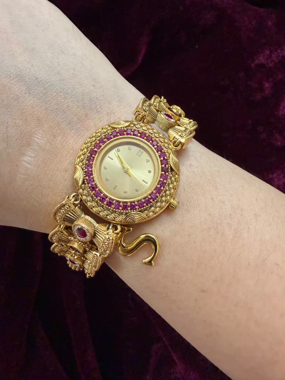 Ruby Regal Maharani Heritage Watch Rakhi in Premium Swarovski (Free Initial)