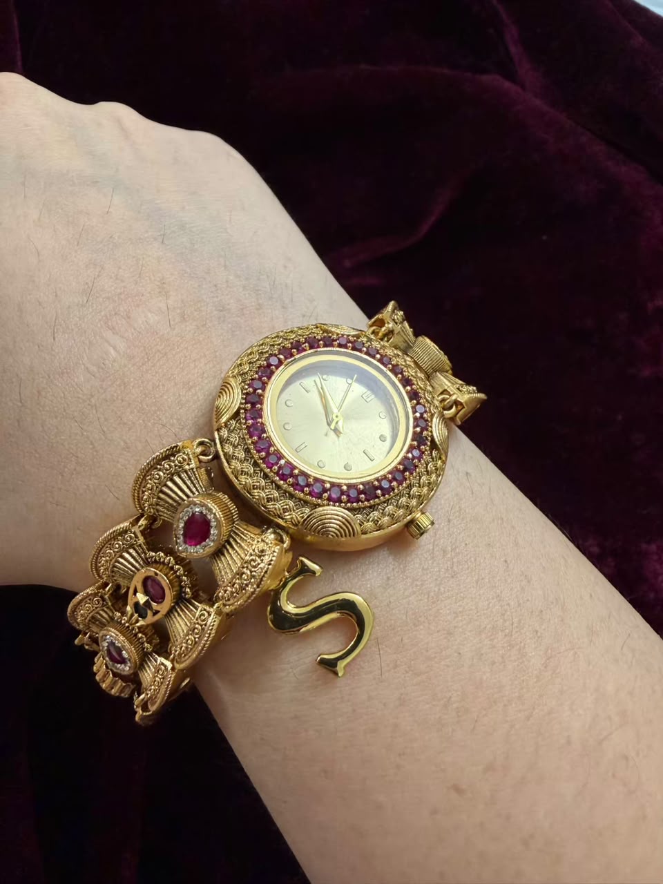 Ruby Regal Maharani Heritage Watch Rakhi in Premium Swarovski (Free Initial)