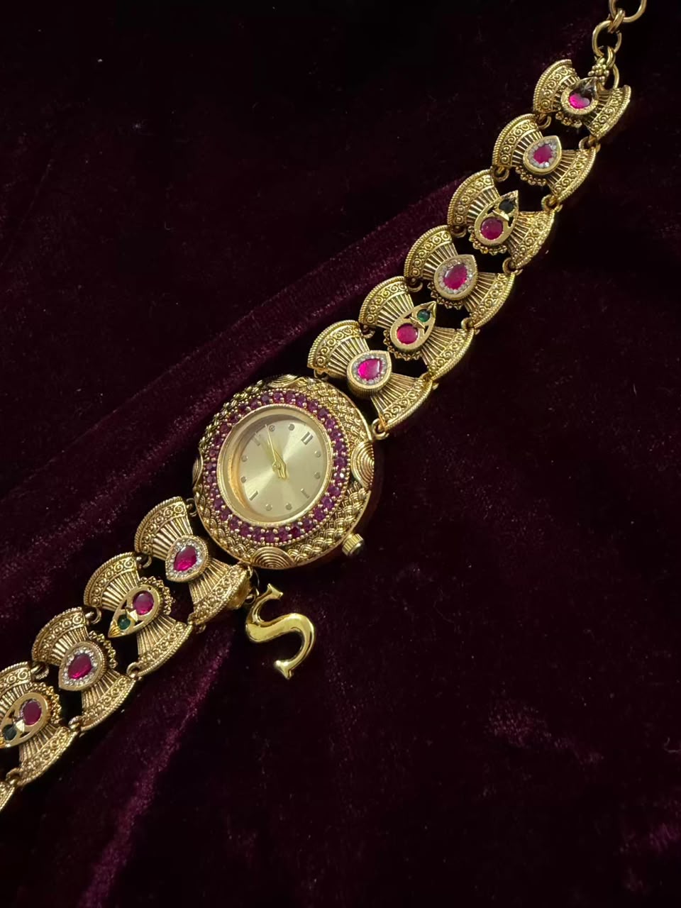 Ruby Regal Maharani Heritage Watch Rakhi in Premium Swarovski (Free Initial)