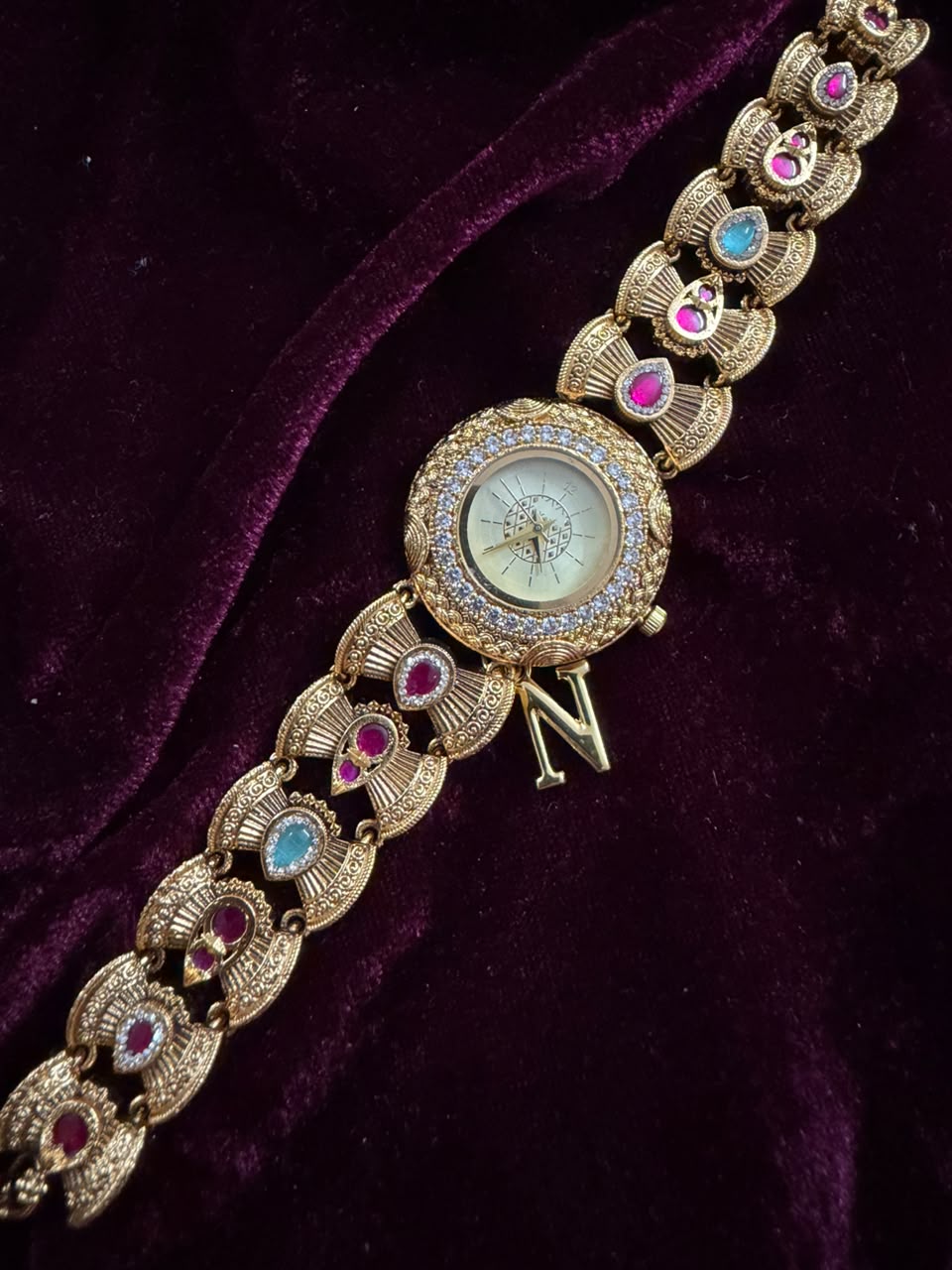 Rajputana Heritage Watch Rakhi in Premium Swarovski (Free Initial)
