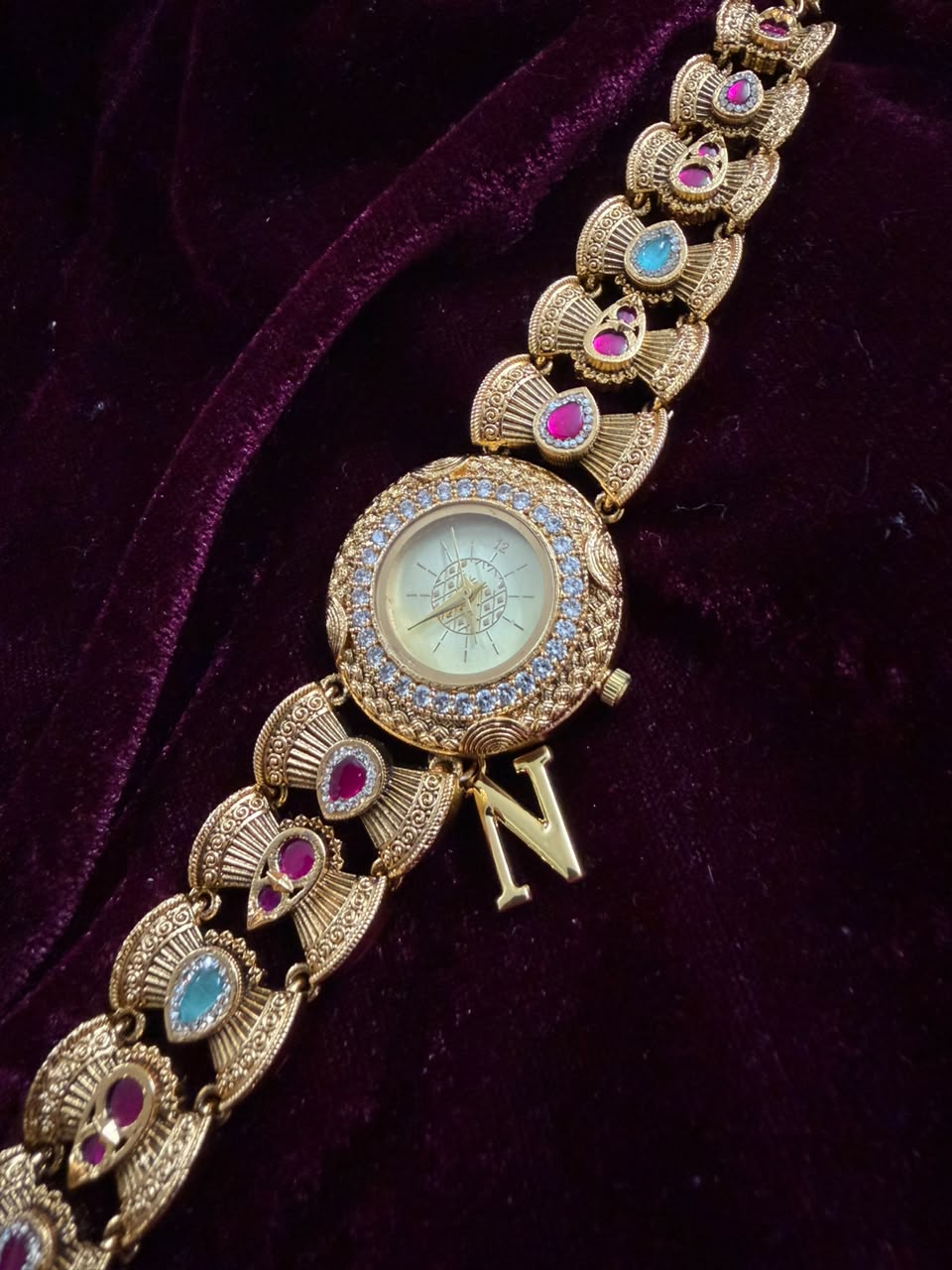 Rajputana Heritage Watch Rakhi in Premium Swarovski (Free Initial)