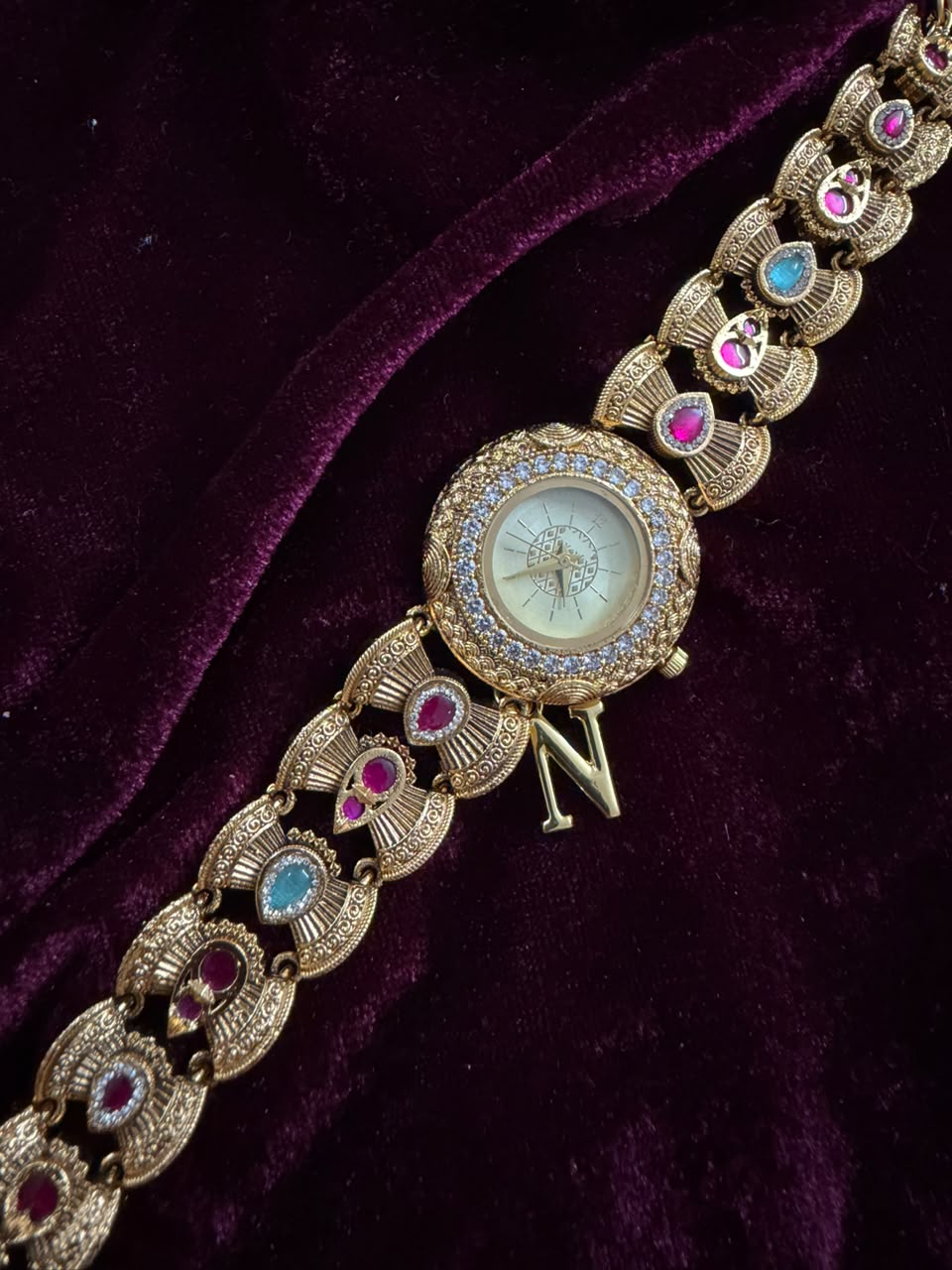 Rajputana Heritage Watch Rakhi in Premium Swarovski (Free Initial)