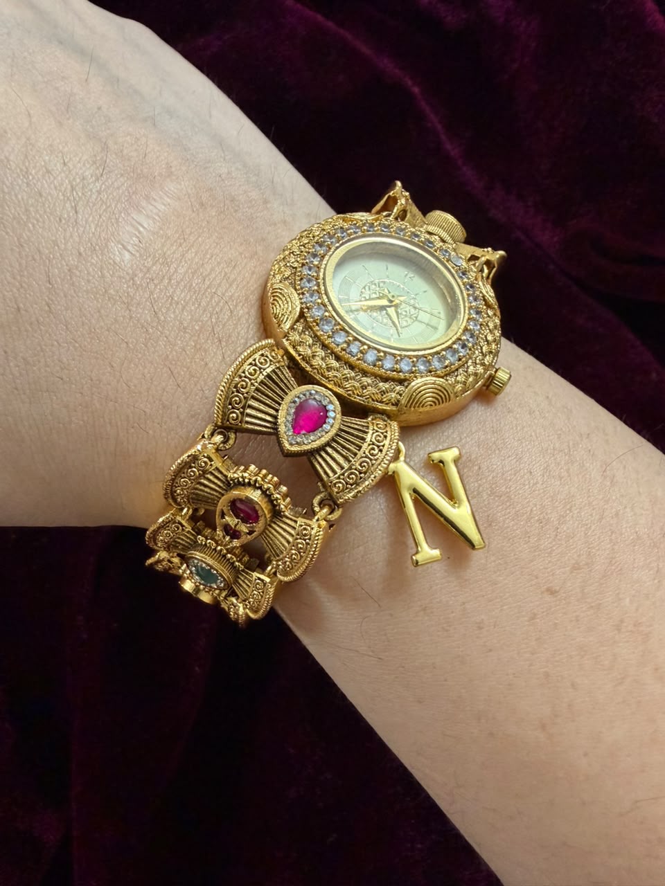 Rajputana Heritage Watch Rakhi in Premium Swarovski (Free Initial)