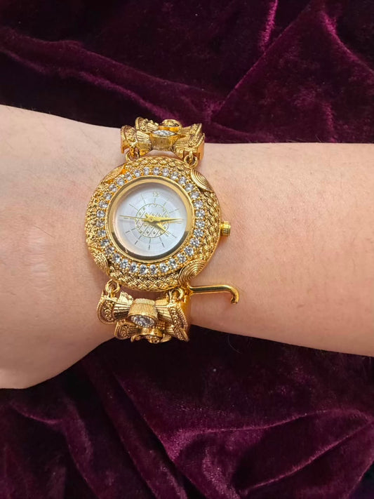 Rajsi Heritage Watch Rakhi in Premium Swarovski (Free Initial)