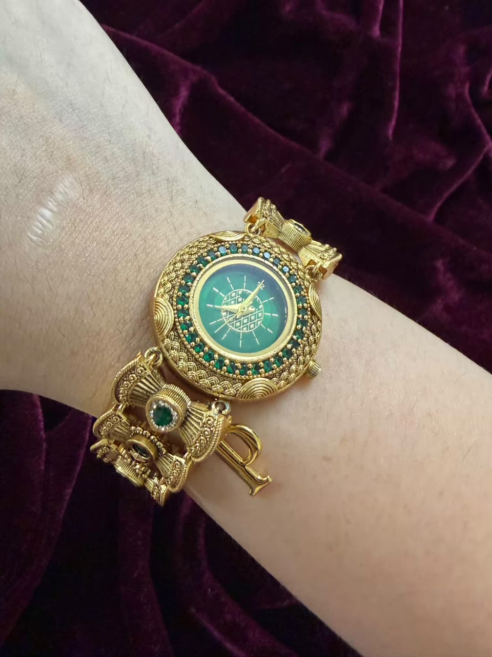 Zamrud Heritage Watch Rakhi in Premium Swarovski (Free Initial)
