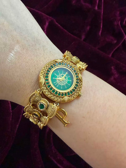 Zamrud Heritage Watch Rakhi in Premium Swarovski (Free Initial)