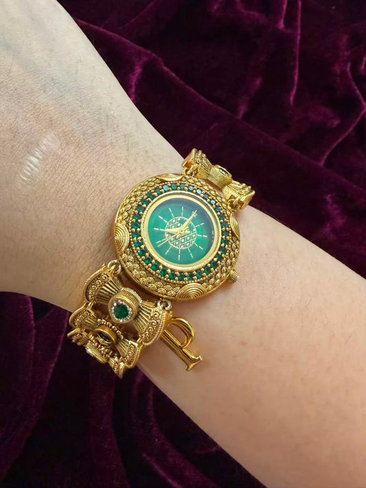 Zamrud Heritage Watch Rakhi in Premium Swarovski (Free Initial)