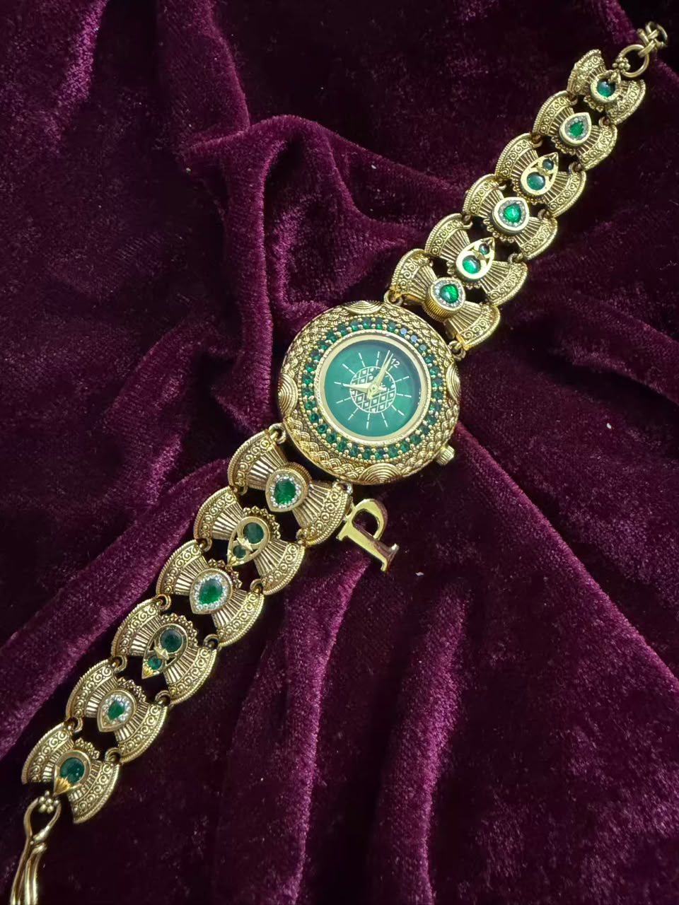 Zamrud Heritage Watch Rakhi in Premium Swarovski (Free Initial)
