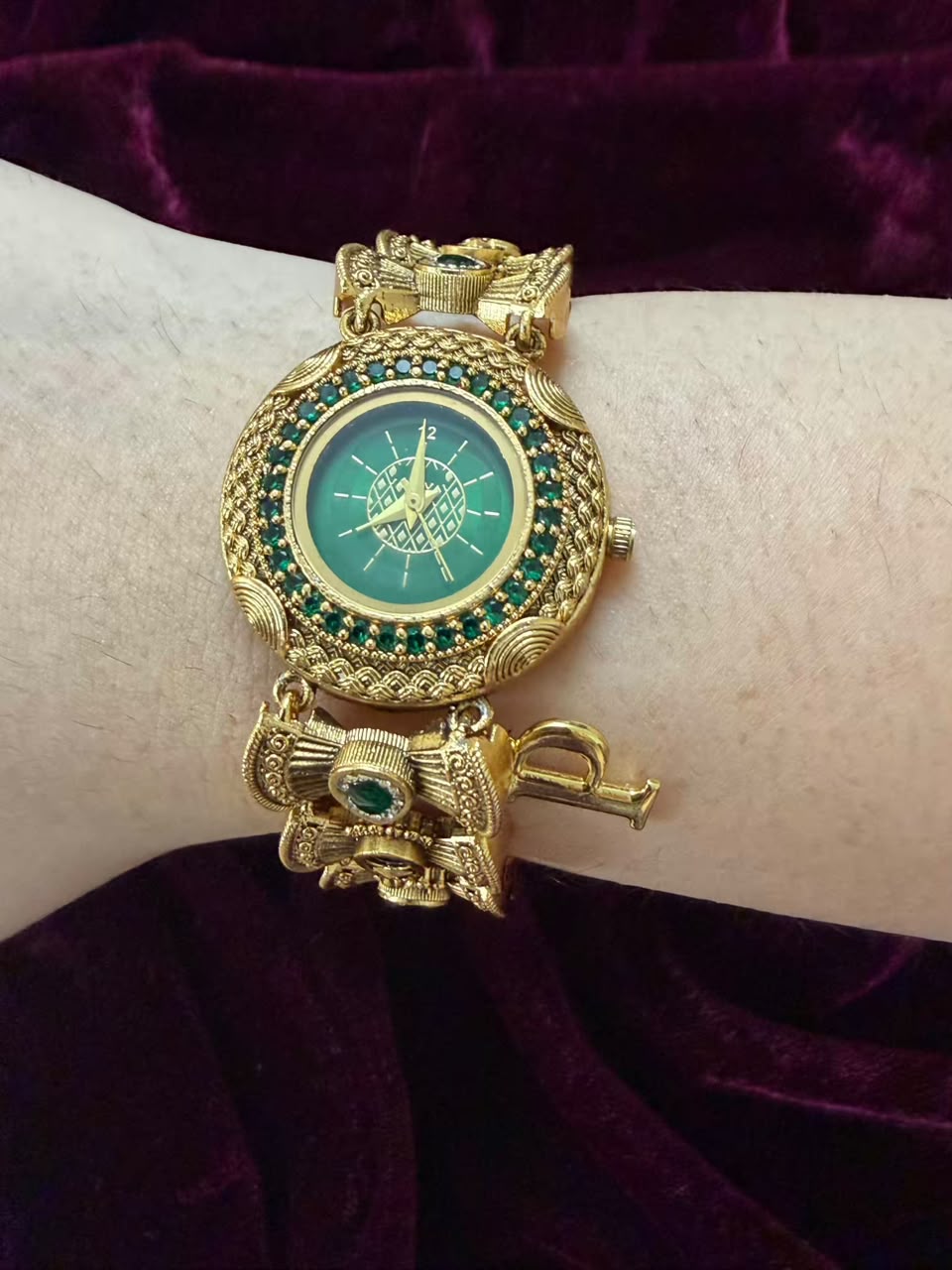 Zamrud Heritage Watch Rakhi in Premium Swarovski (Free Initial)