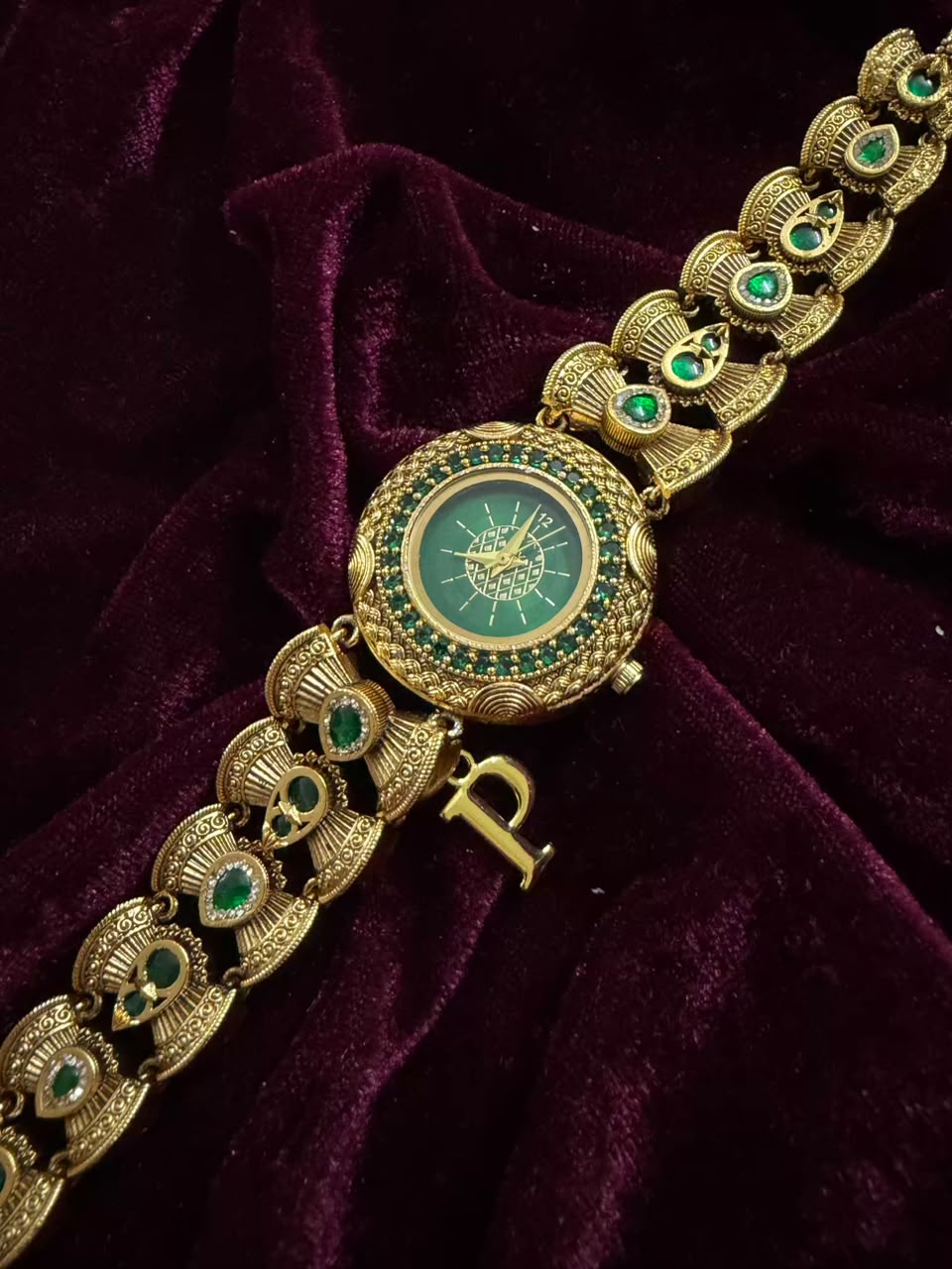 Zamrud Heritage Watch Rakhi in Premium Swarovski (Free Initial)