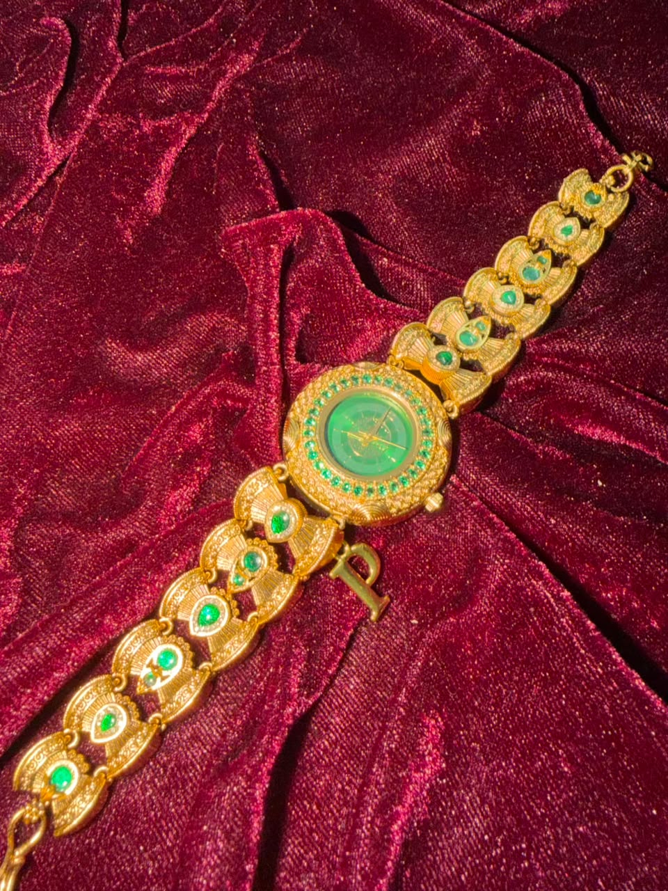 Zamrud Heritage Watch Rakhi in Premium Swarovski (Free Initial)