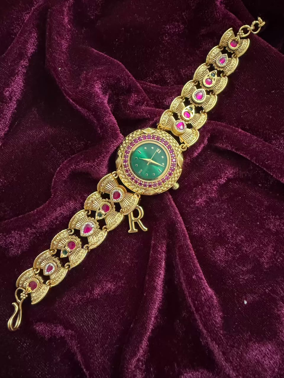 Imperial Panna Heritage Watch Rakhi in Premium Swarovski (Free Initial)