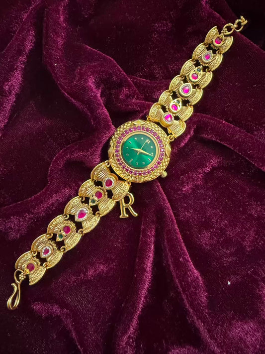 Imperial Panna Heritage Watch Rakhi in Premium Swarovski (Free Initial)