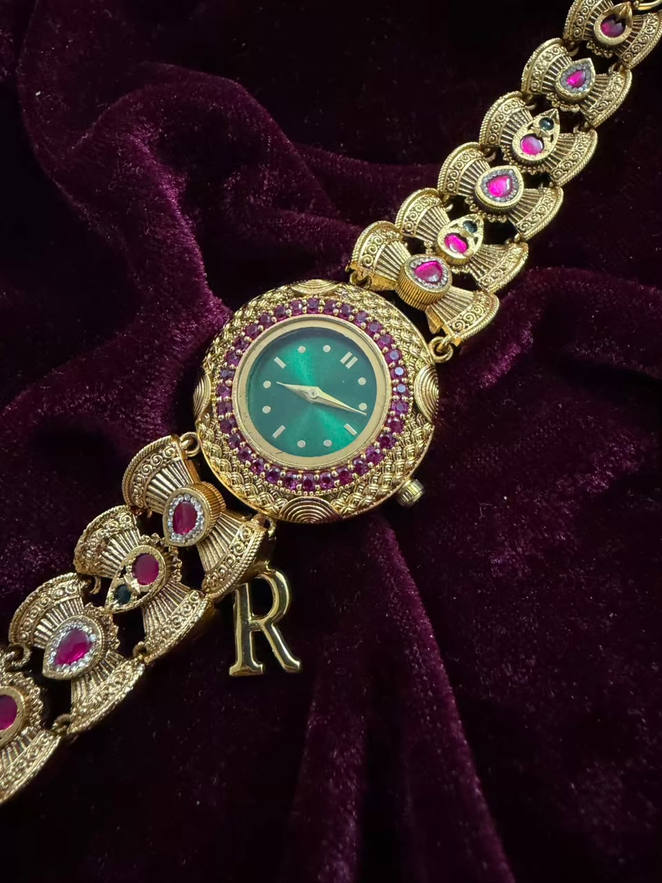 Imperial Panna Heritage Watch Rakhi in Premium Swarovski (Free Initial)