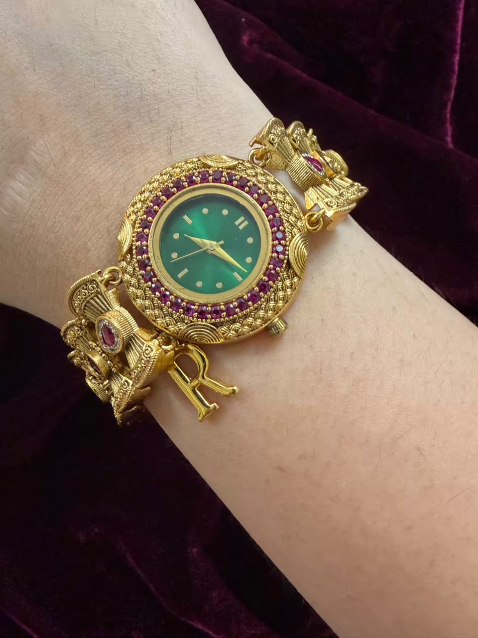 Imperial Panna Heritage Watch Rakhi in Premium Swarovski (Free Initial)
