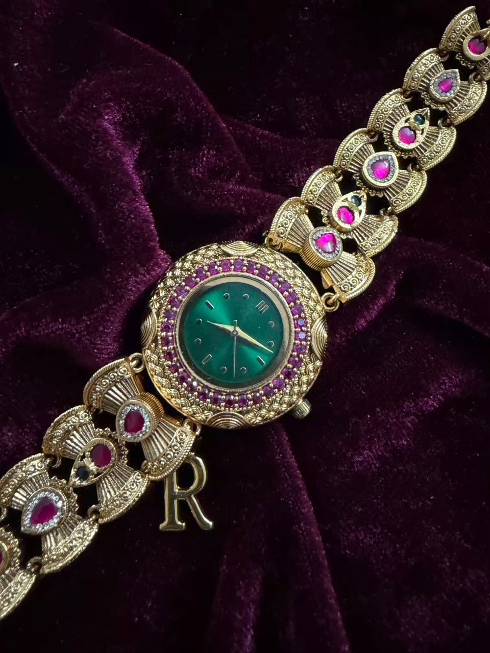 Imperial Panna Heritage Watch Rakhi in Premium Swarovski (Free Initial)