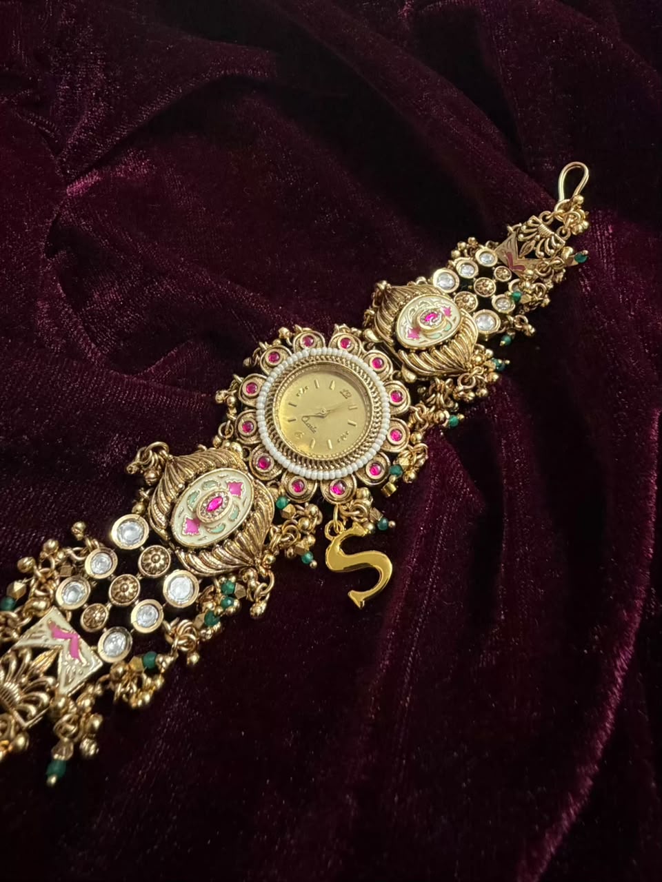 Mayura Pearl Heritage Watch Rakhi in Premium Swarovski (Free Initial)